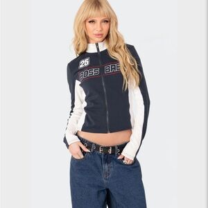 Edikted Boss Babe Zip Up Sweatshirt